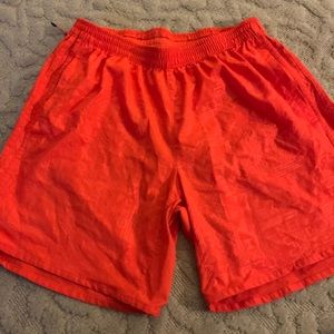 Mens Adidas Neon Orange Running Shorts. Size Large